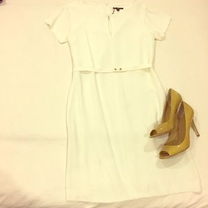 Hugo Boss White Midi Dress with belt detail